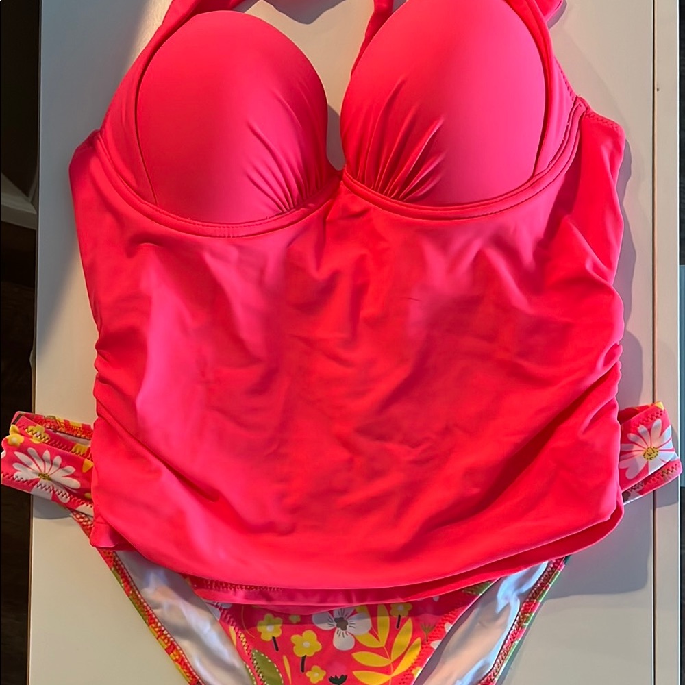 Vibrant Pink Floral Bikini Set